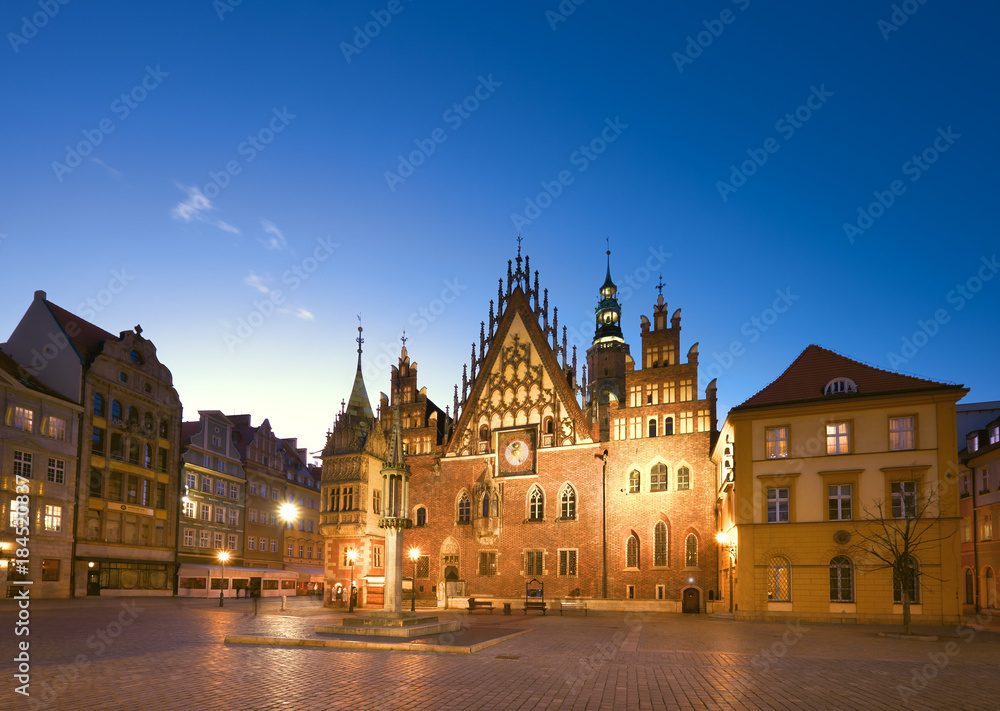 Wroclaw city in Poland, Town Hall at nigjht