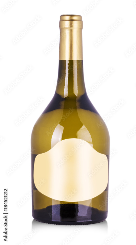 White wine bottle, with real paper blank label.