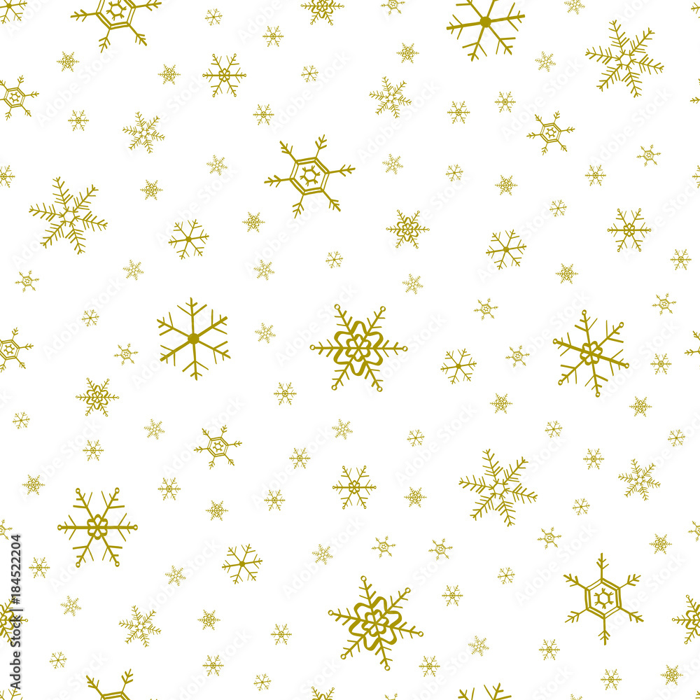 Seamless snowflake golden white pattern vector illustration