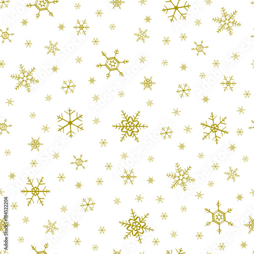 Seamless snowflake golden white pattern vector illustration
