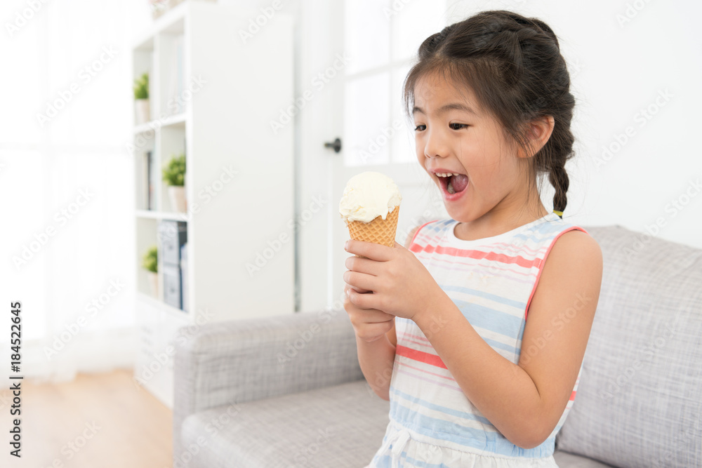 happy cheerful little girl kid holding ice cream happy cheerful little girl kid holding ice cream