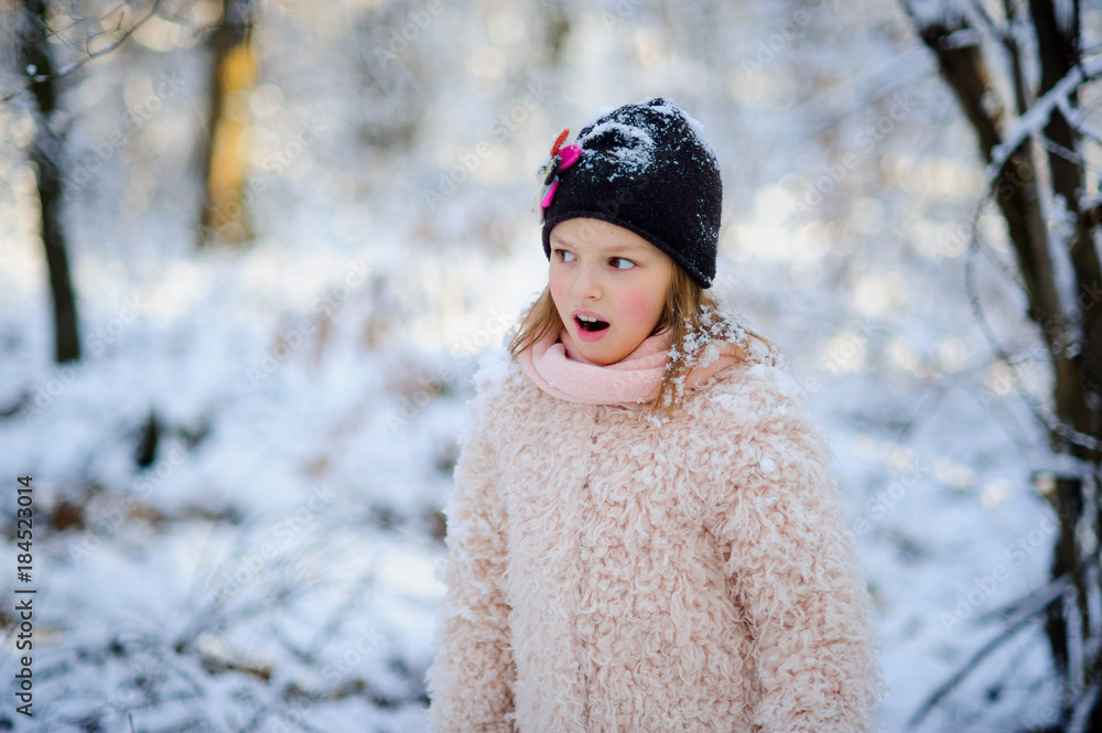 The girl's portrait in the winter forest. The girl's portrait in the winter forest.