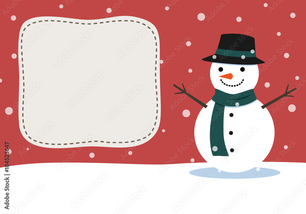 Snowman with space for add text. Christmas card. Snowman with space for add text. Christmas card.