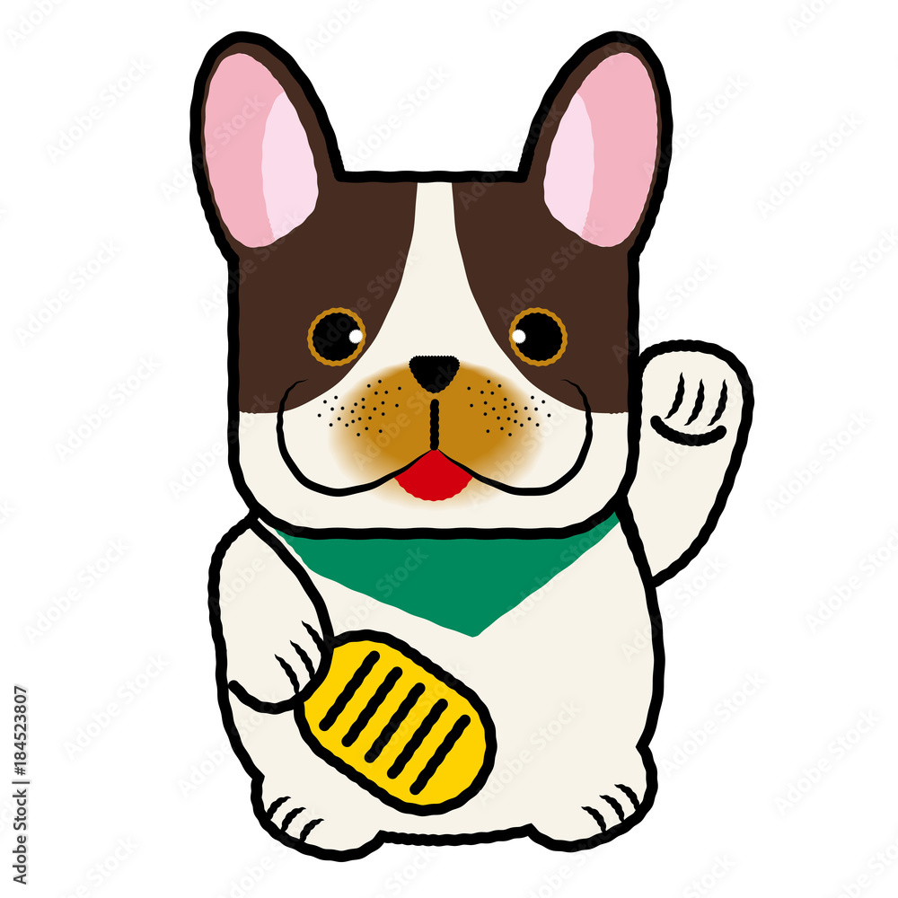 招き猫の形をした犬張子のイラスト フレンチブルドッグ Lucky Dog 年賀状向け素材 Stock Vector Adobe Stock