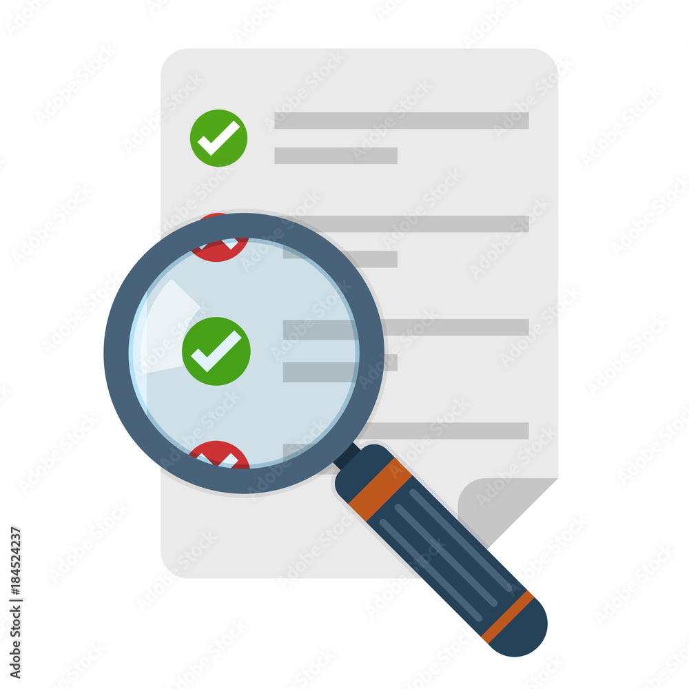 Magnifier and checklist icon. Vector illustration. Magnifier and checklist icon. Vector illustration.