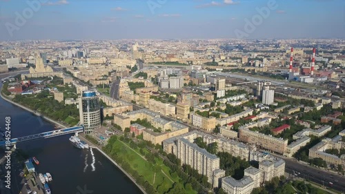 Wallpaper Mural sunny day moscow city river bay famous hotel buildings aerial panorama 4k russia
 Torontodigital.ca
