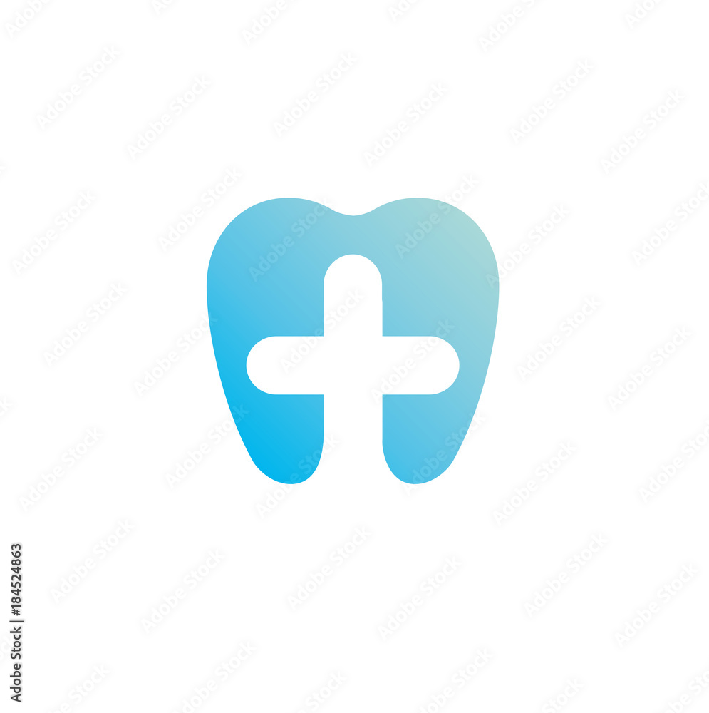 Health gradient Logo Template. Blue tooth and cross Health gradient Logo Template. Blue tooth and cross