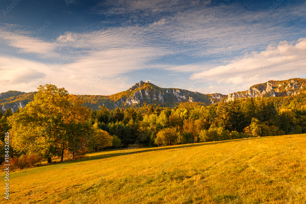 Fototapeta Panorama view in the Sulov rocks Nature Reserves at autumn, Slovakia, Europe.