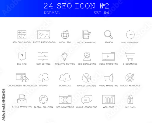 Line icons set. SEO pack. Vector illustration.