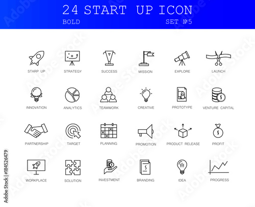 bold Line icons set. Start Up pack. Vector illustration.