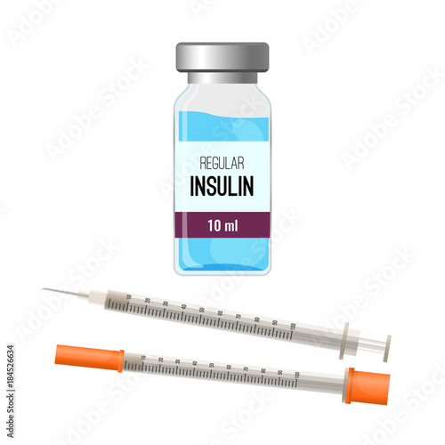 Bottle of regular insulin and unused