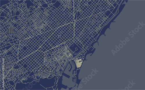 vector map of the city center of Barcelona, Spain