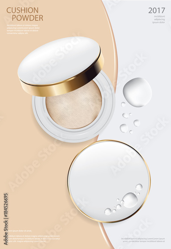 Makeup Powder Cushion Poster Template Vector Illustration