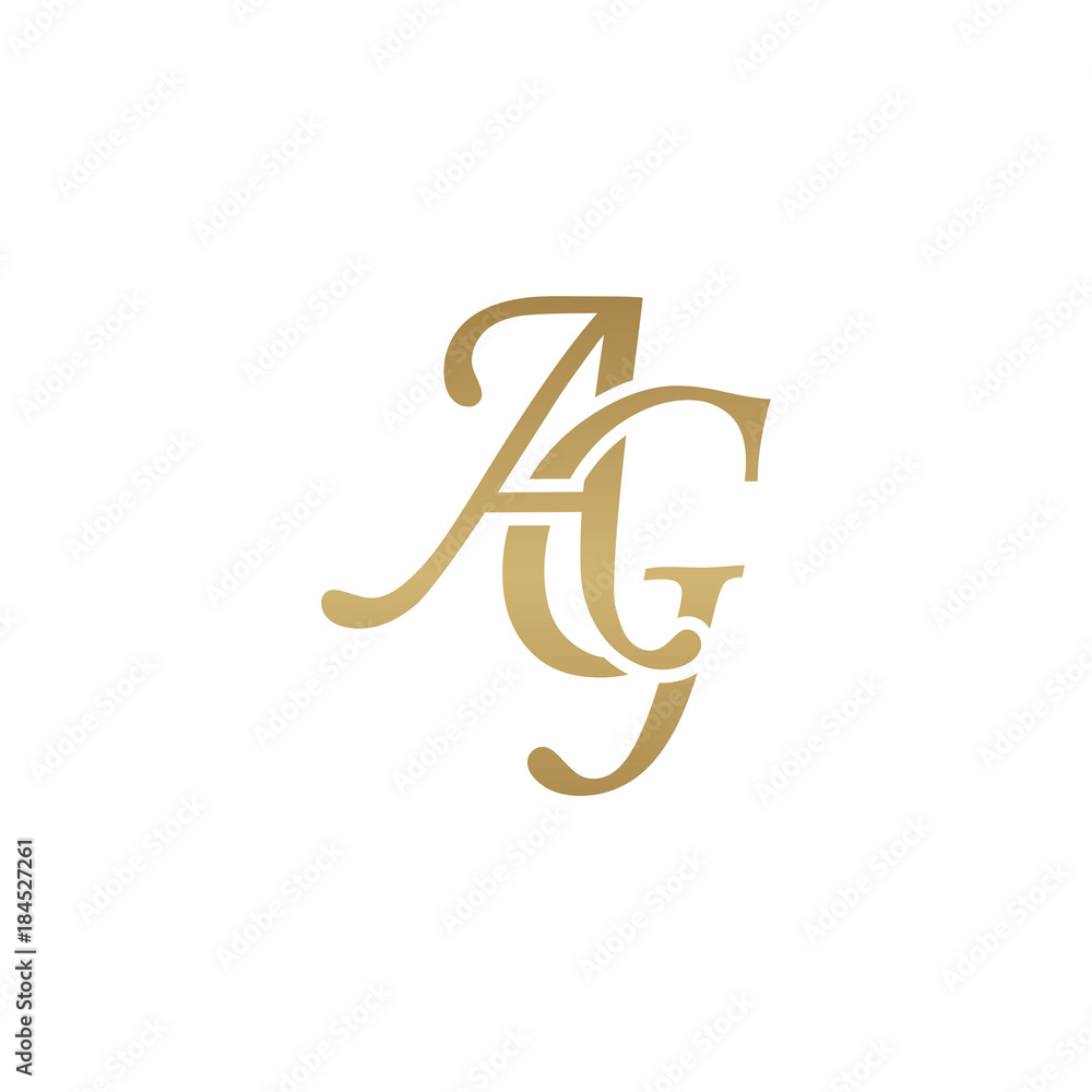 Initial letter AG, overlapping elegant monogram logo, luxury golden ...