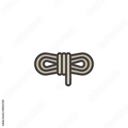 Coiled rope filled outline icon, line vector sign, linear colorful pictogram isolated on white. Rope hank symbol, logo illustration. Pixel perfect vector graphics