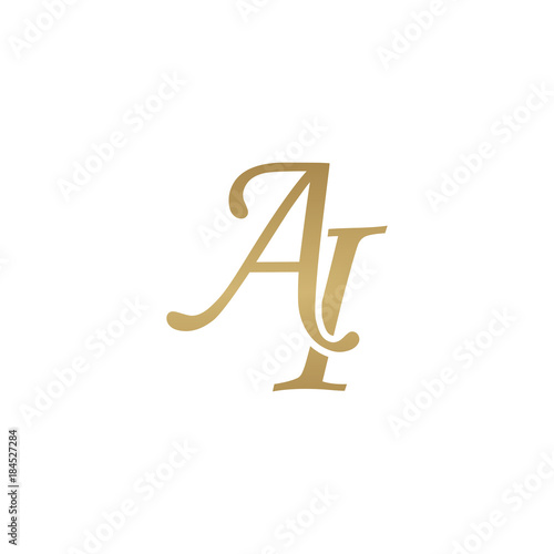 Initial letter AI, overlapping elegant monogram logo, luxury golden color