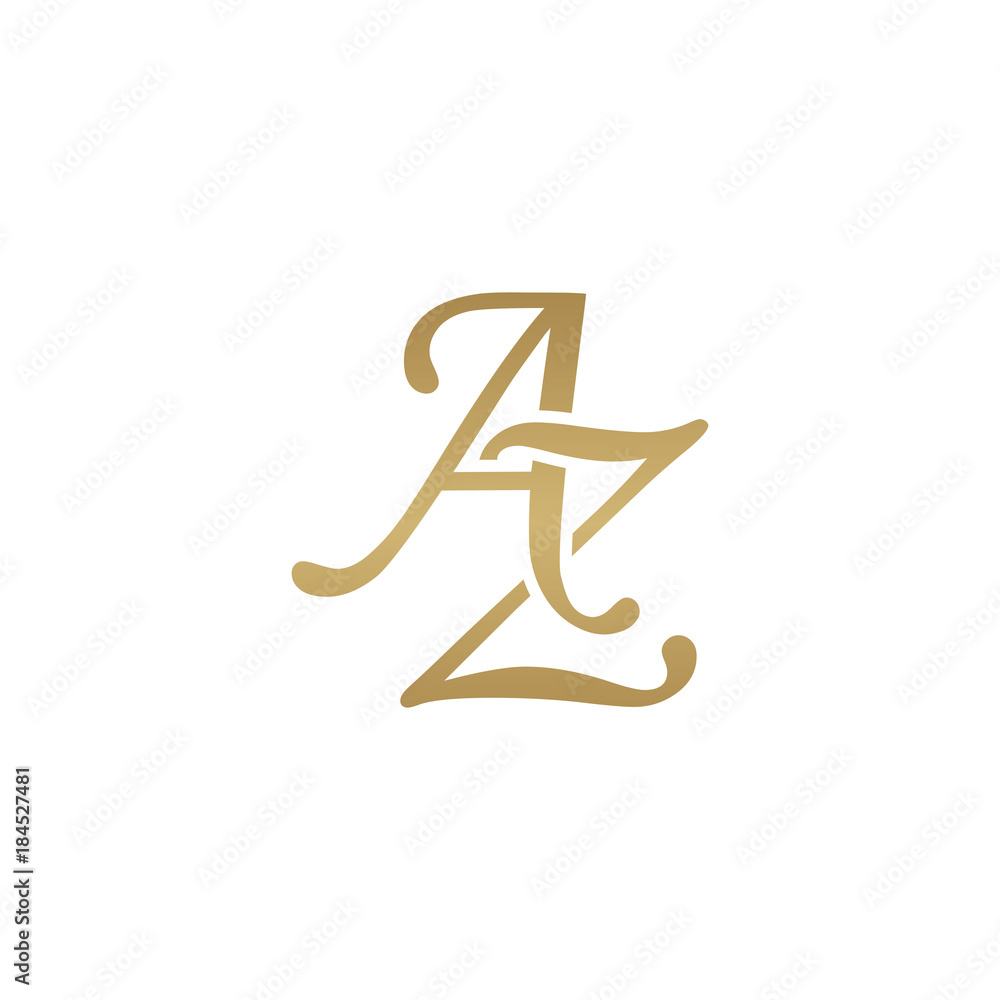 Initial letter AZ, overlapping elegant monogram logo, luxury golden color Initial letter AZ, overlapping elegant monogram logo, luxury golden color