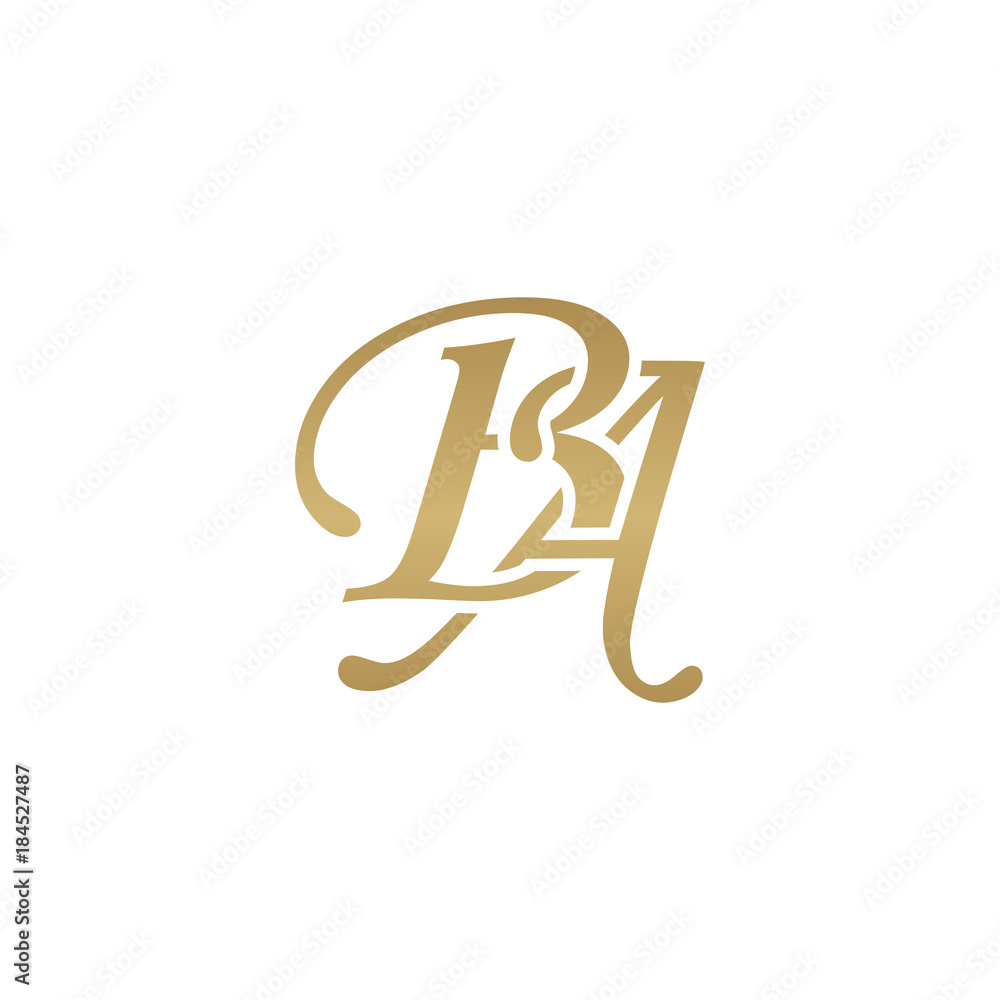 Initial letter BA, overlapping elegant monogram logo, luxury golden color Initial letter BA, overlapping elegant monogram logo, luxury golden color