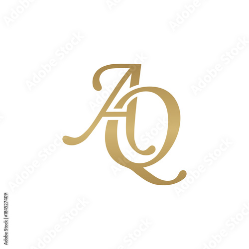 Initial letter AQ, overlapping elegant monogram logo, luxury golden color