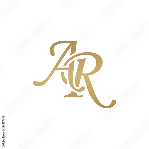Initial letter AR, overlapping elegant monogram logo, luxury golden color