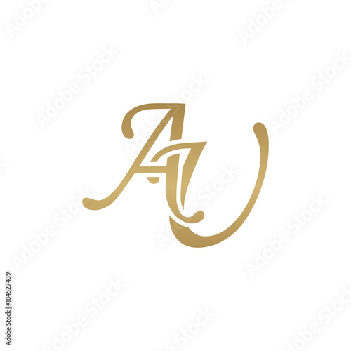 Initial letter AU, overlapping elegant monogram logo, luxury golden color