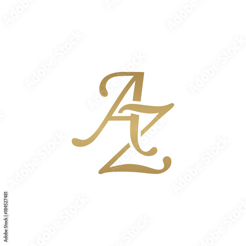Initial letter AZ, overlapping elegant monogram logo, luxury golden color