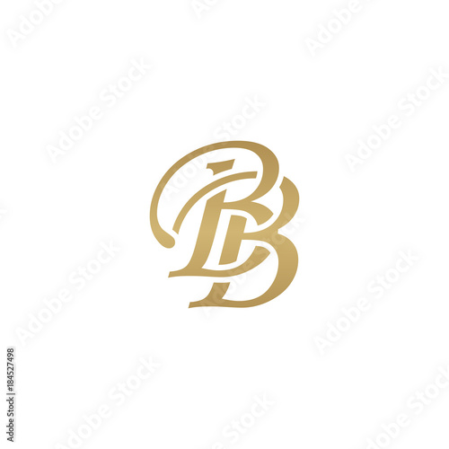 Initial letter BB, overlapping elegant monogram logo, luxury golden color photo