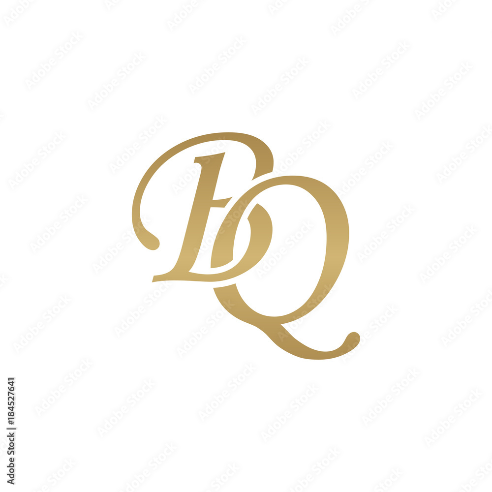 Obraz premium Initial letter BQ, overlapping elegant monogram logo, luxury golden color