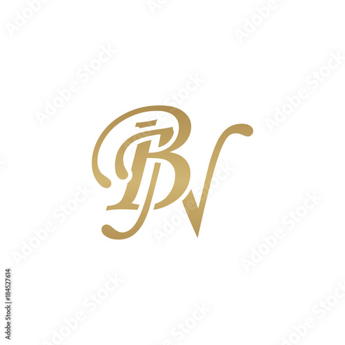 Initial letter BN, overlapping elegant monogram logo, luxury golden color photo