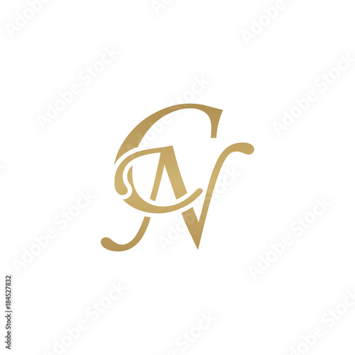 Initial letter CN, overlapping elegant monogram logo, luxury golden color