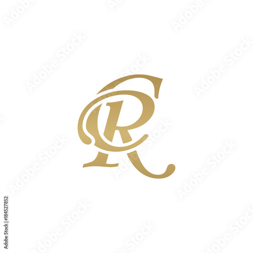 Initial letter CR, overlapping elegant monogram logo, luxury golden color