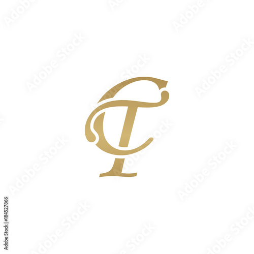 Initial letter CT, overlapping elegant monogram logo, luxury golden color