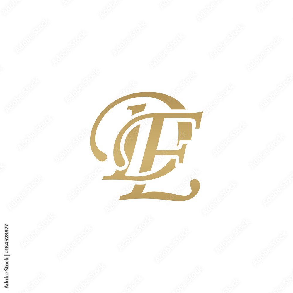 Vetor de Initial letter MF, overlapping elegant monogram logo, luxury  golden color do Stock