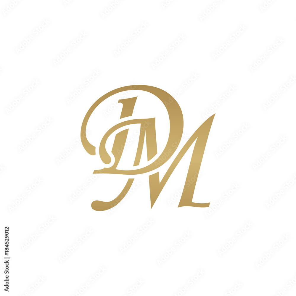 Vetor de Initial letter MF, overlapping elegant monogram logo, luxury  golden color do Stock