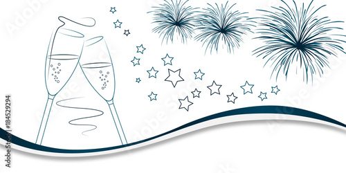 Silvester Grußkarte - Blau