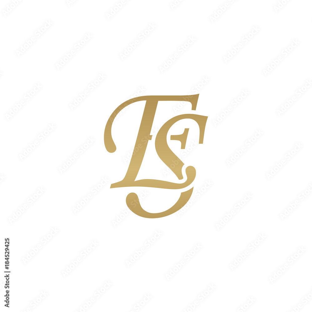Initial letter ES, overlapping elegant monogram logo, luxury golden ...