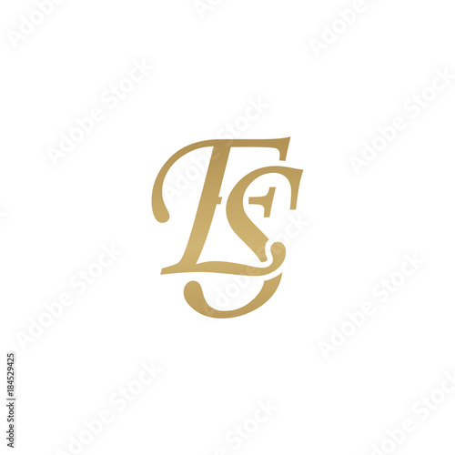 Initial letter ES, overlapping elegant monogram logo, luxury golden color