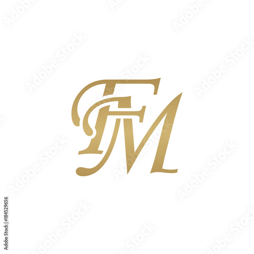 Initial letter FM, overlapping elegant monogram logo, luxury golden color
