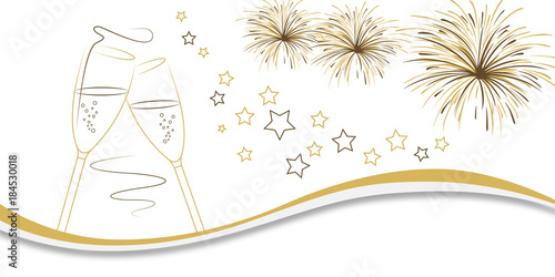 Silvester Grußkarte - Gold