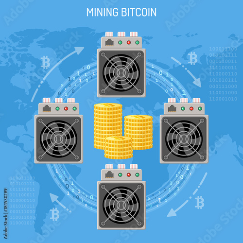 Mining crypto currency bitcoin concept