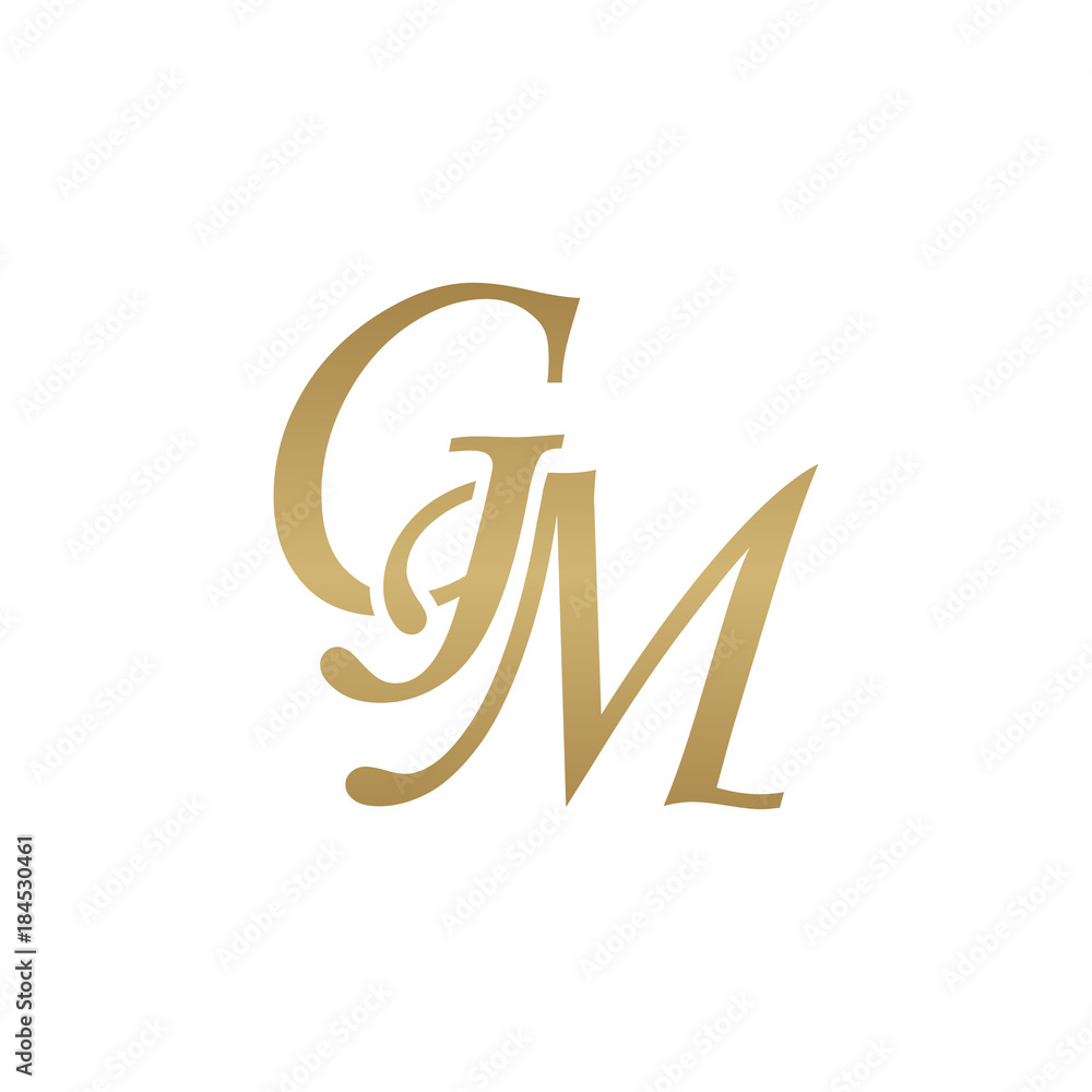 Initial letter GM, overlapping elegant monogram logo, luxury golden color  Stock Vector