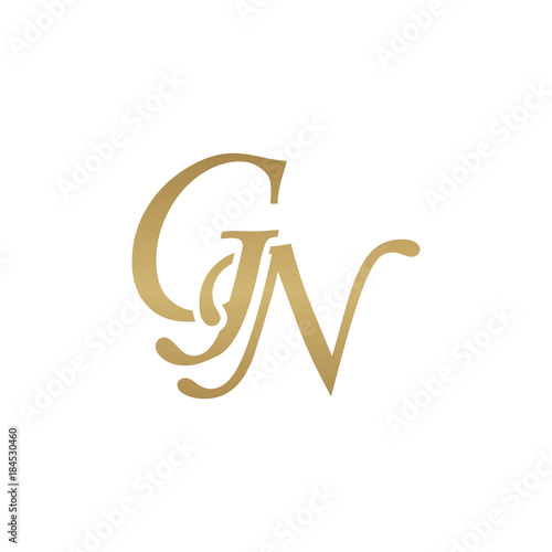 Initial letter GN, overlapping elegant monogram logo, luxury golden color