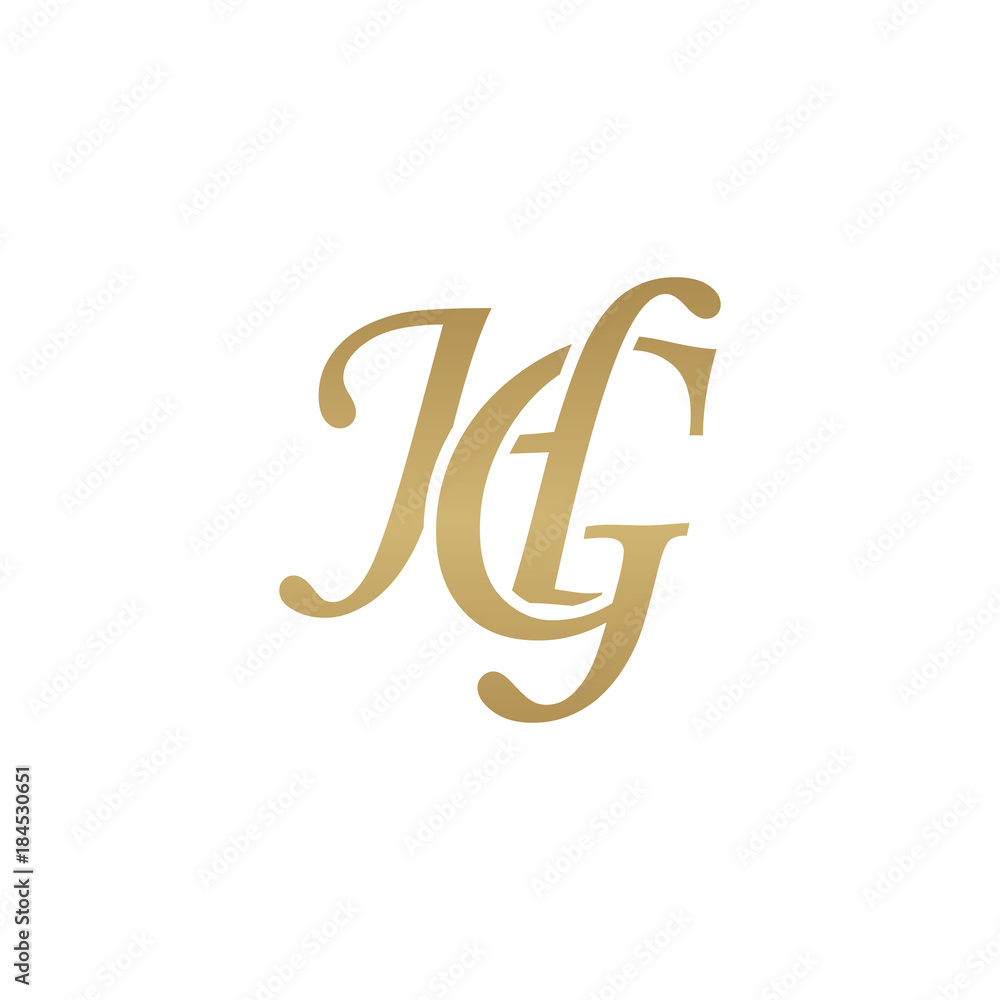 Initial letter HG, overlapping elegant monogram logo, luxury golden color