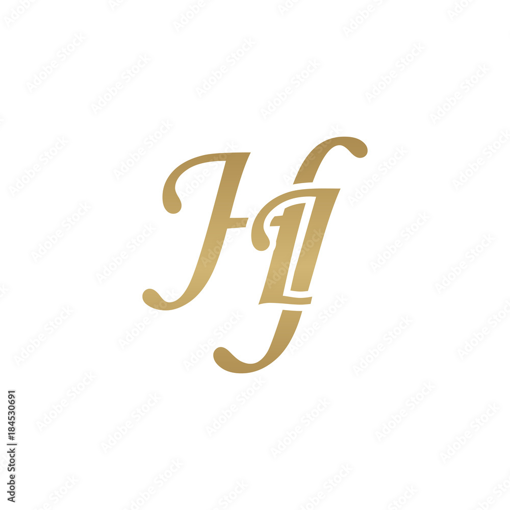 Initial letter HJ, overlapping elegant monogram logo, luxury golden color Initial letter HJ, overlapping elegant monogram logo, luxury golden color