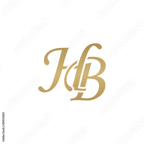 Initial letter HB, overlapping elegant monogram logo, luxury golden color
