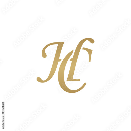 Initial letter HC, overlapping elegant monogram logo, luxury golden color