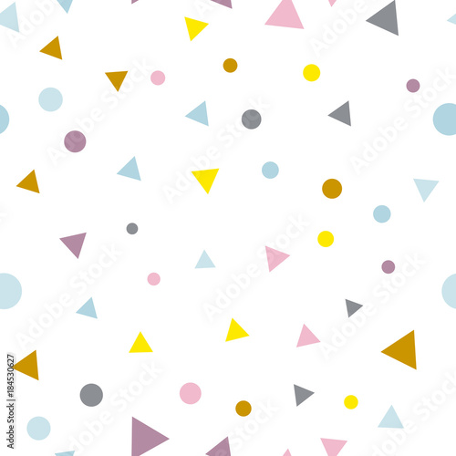 Party celebration confetti triangles and dots pattern.