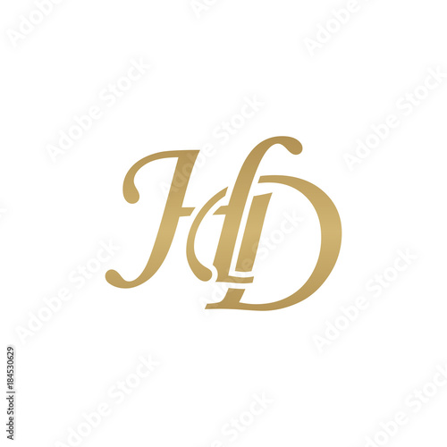 Initial letter HD, overlapping elegant monogram logo, luxury golden color
