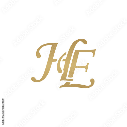 Initial letter HE, overlapping elegant monogram logo, luxury golden color