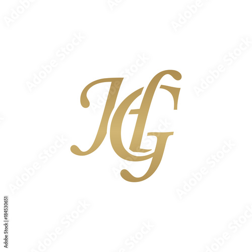 Initial letter HG, overlapping elegant monogram logo, luxury golden color